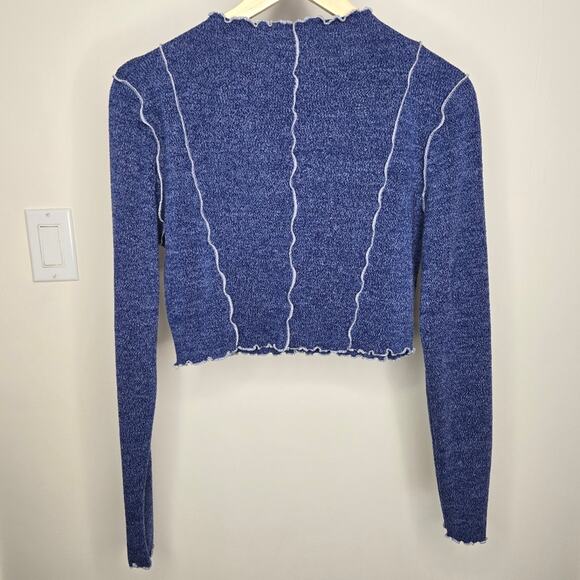 LE LIS COLLECTION Blue Long Sleeve Women's Crop Top Size M - Picture 2 of 6